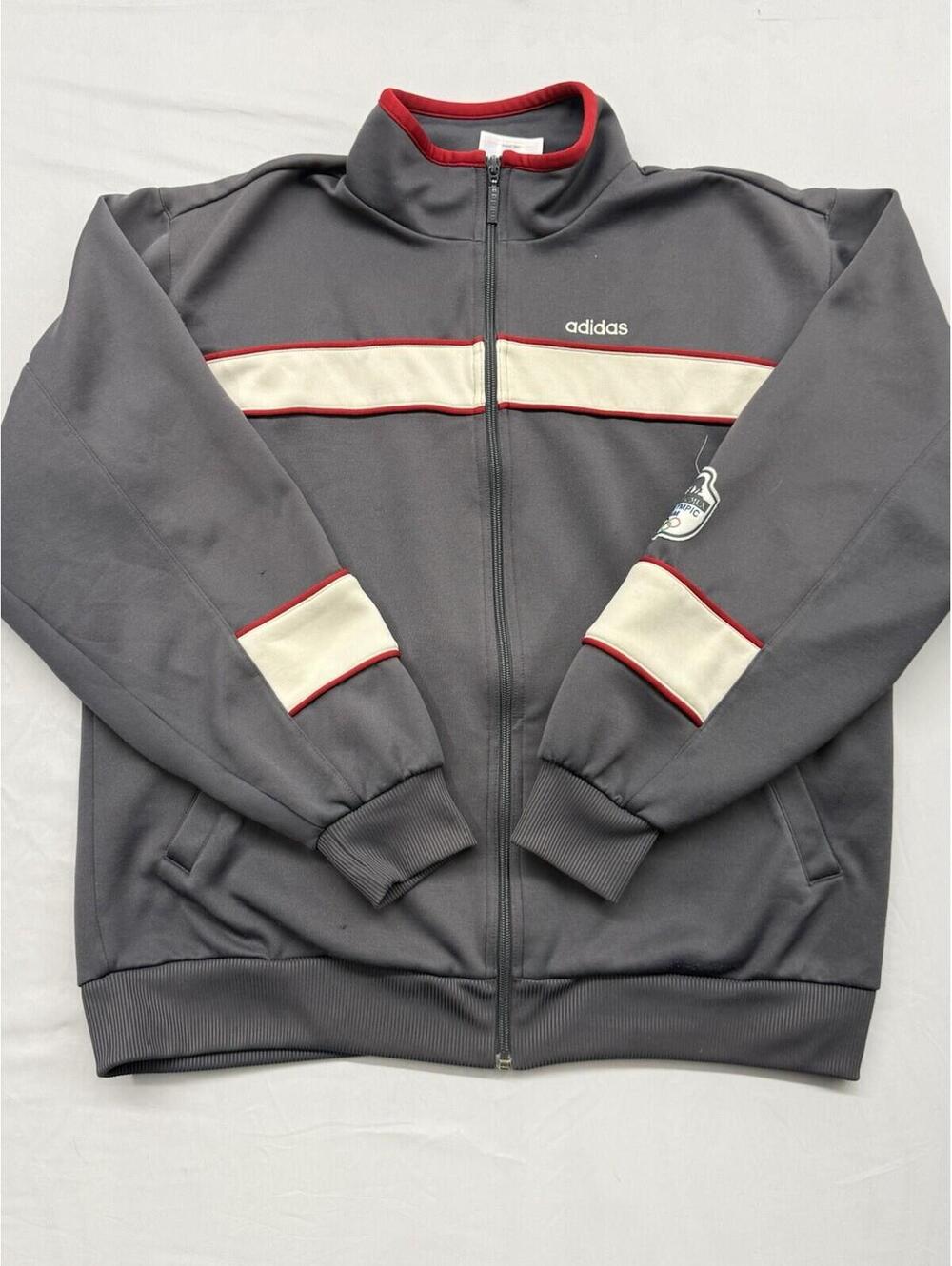 Vintage Adidas USA Olympic Team Track Jacket Roma MCMLX 2000-2004 Men's L Grey